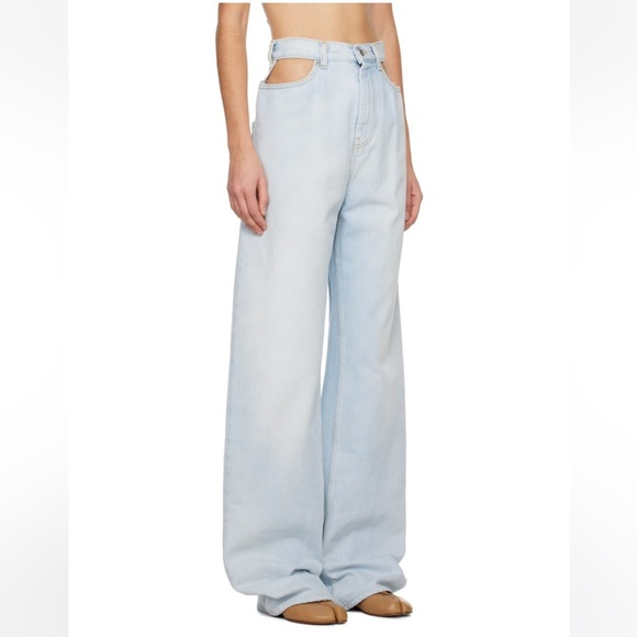 Maison Margiela Jeans Cut Out Light Blue Women's Wide-Leg Jeans Designer size 2 - Picture 3 of 11